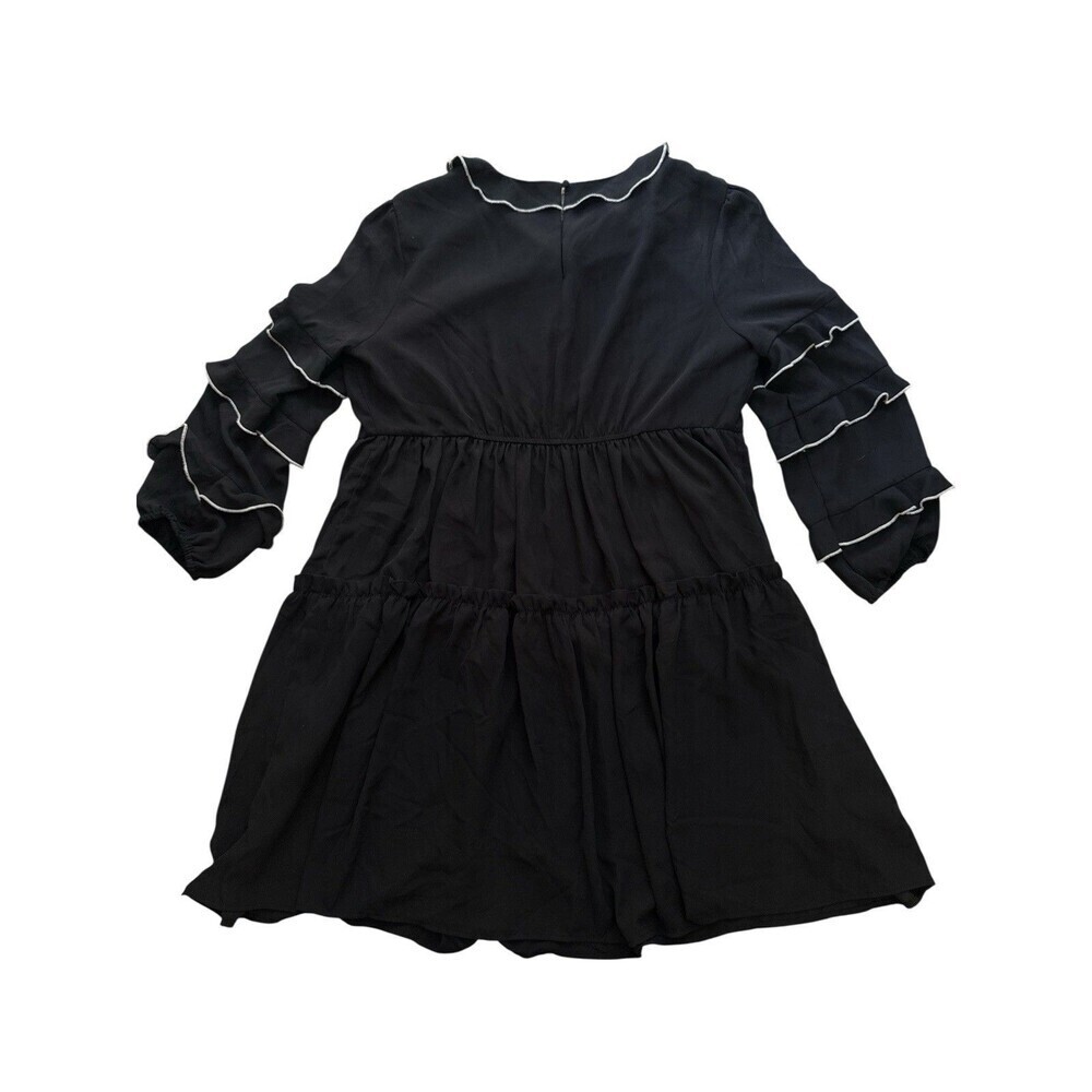 Black Tiered Ruffle Dress L Who What Wear Fairy Grunge Romantic Coastal Cowgirl - Picture 5 of 8